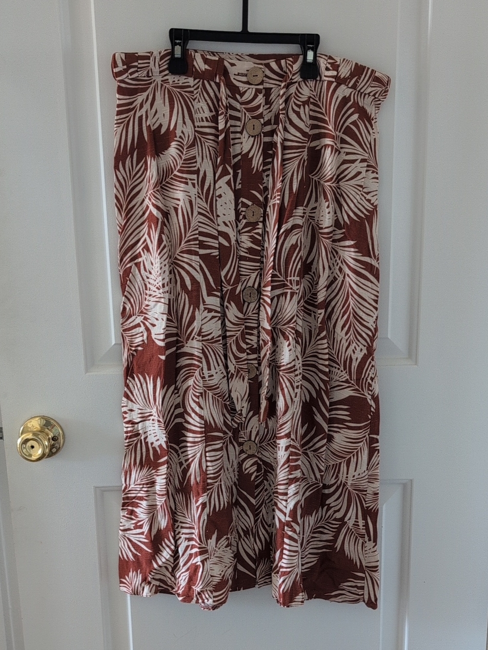 Primark Rust and Cream Tropical-Print Skirt